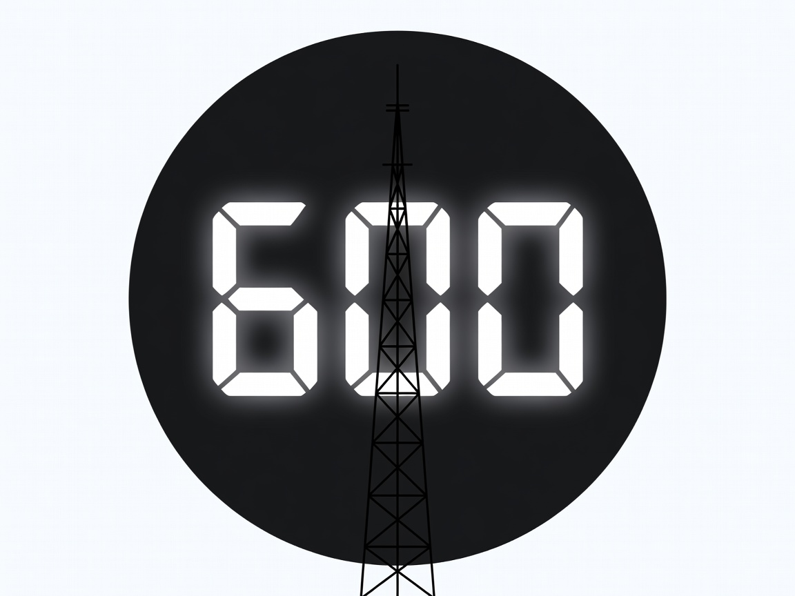 Antenna tower graphic overlaying a digital clock face