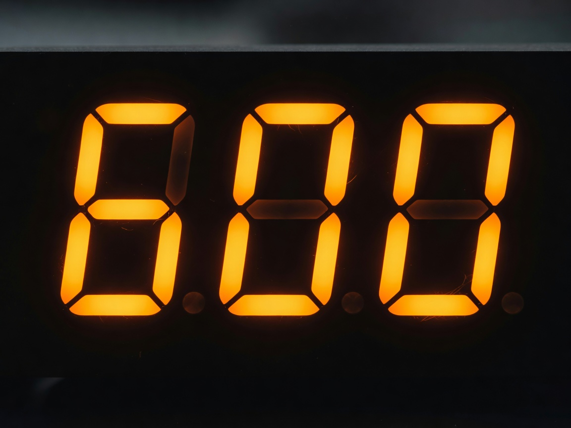 Close up macro shot of digital clock display segments